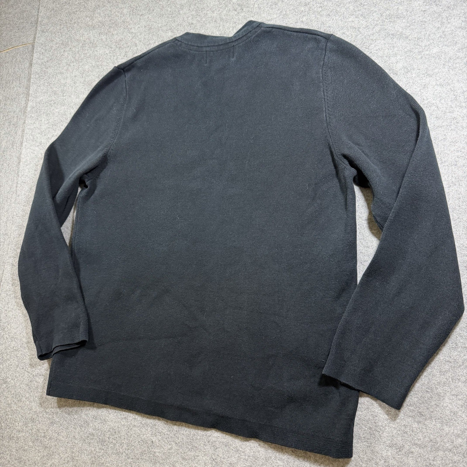 Eddie Bauer Sweater Mens L Navy Heavyweight Cotton V Neck Knit Made in Japan thumbnail 9