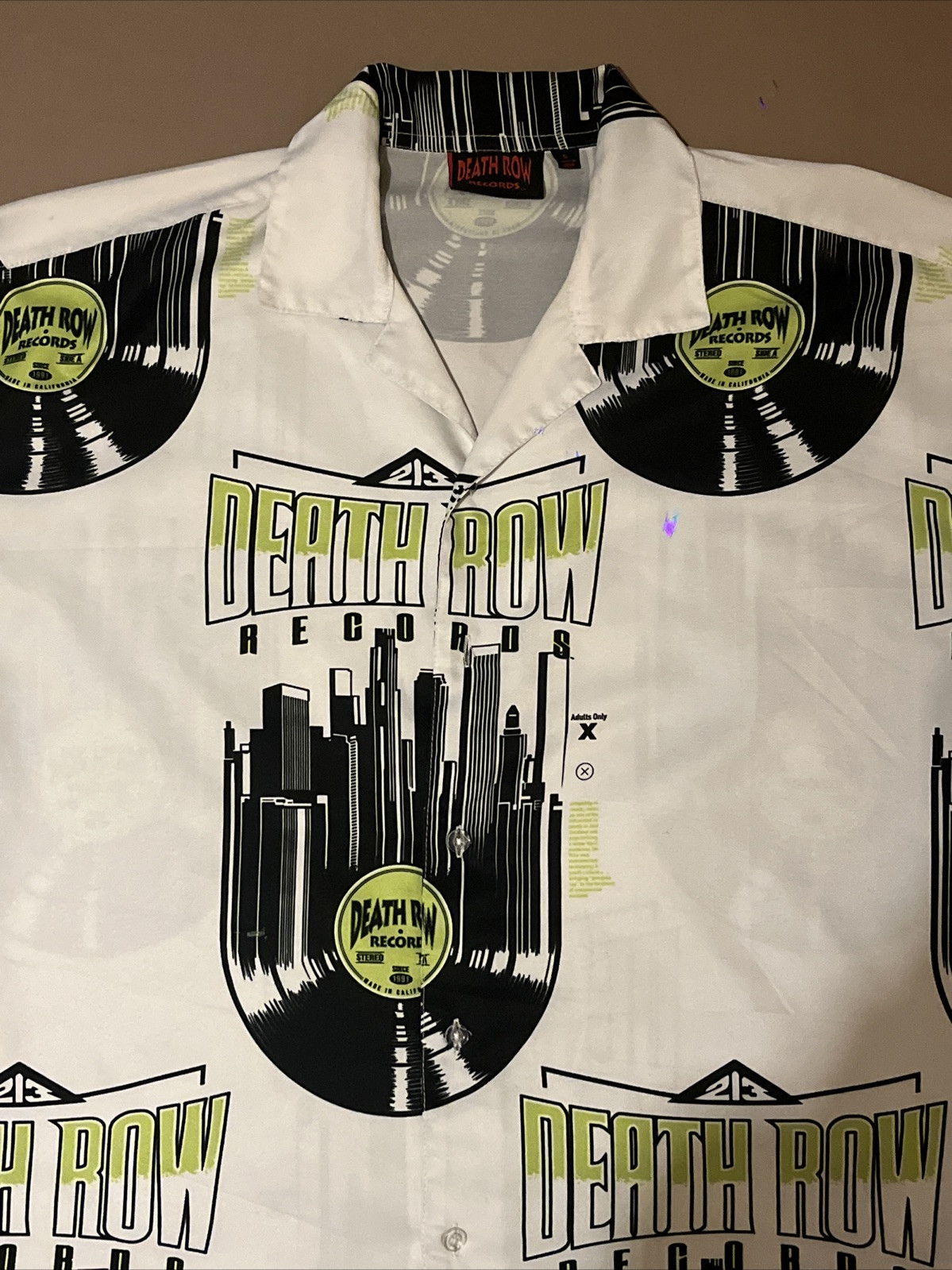 FILA Camicia a maniche corte Death Row Records taglia S (adatta per L XL) Snoop Dogg Dr. Dre rara