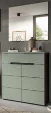 Garderobe Set 2-teilig Flur Schuh Kommode Wandspiegel Salbei Grau 80x190 Cooper
