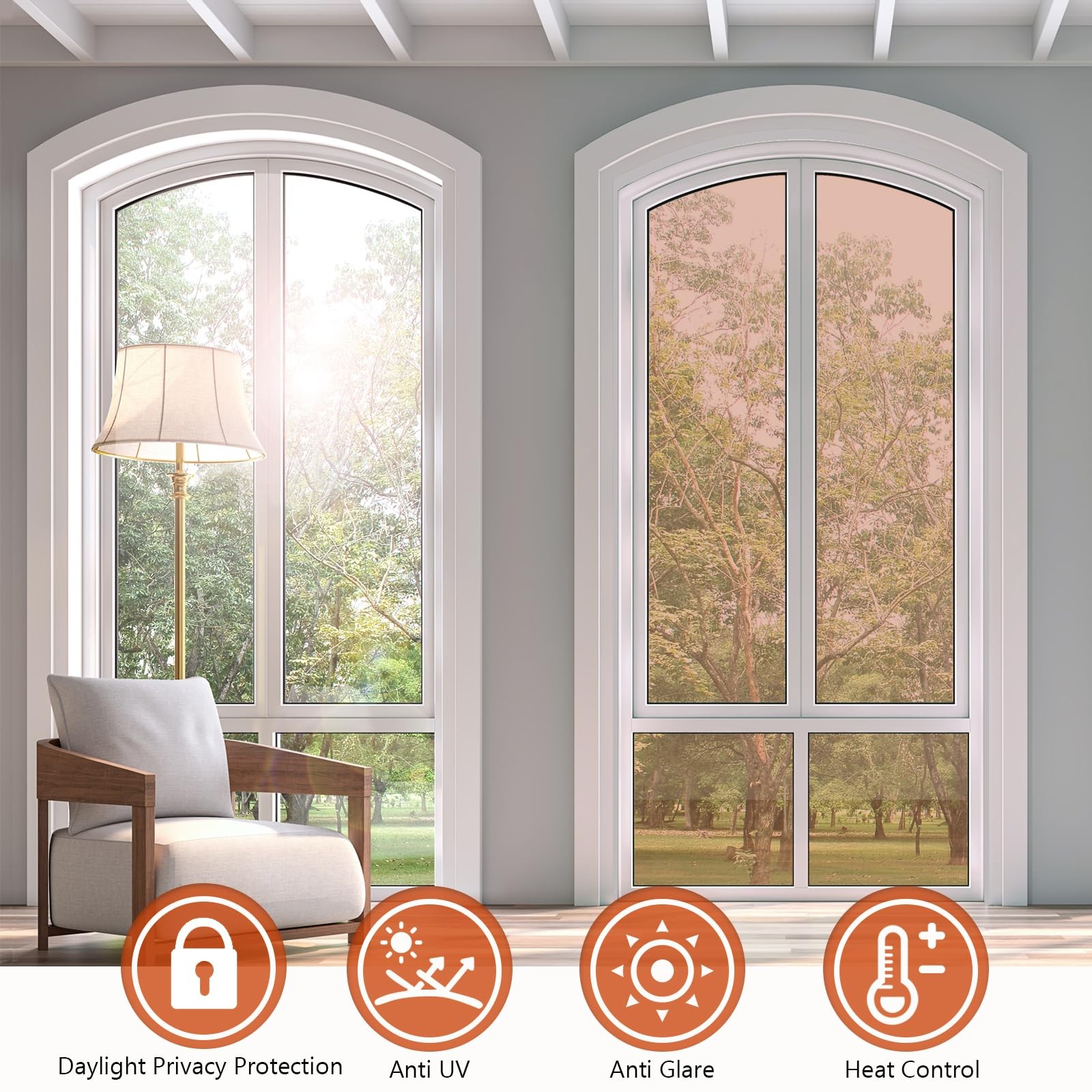 Kespen Window Privacy Film One Way Daytime Privacy Static Cling Sun Blocking Ant