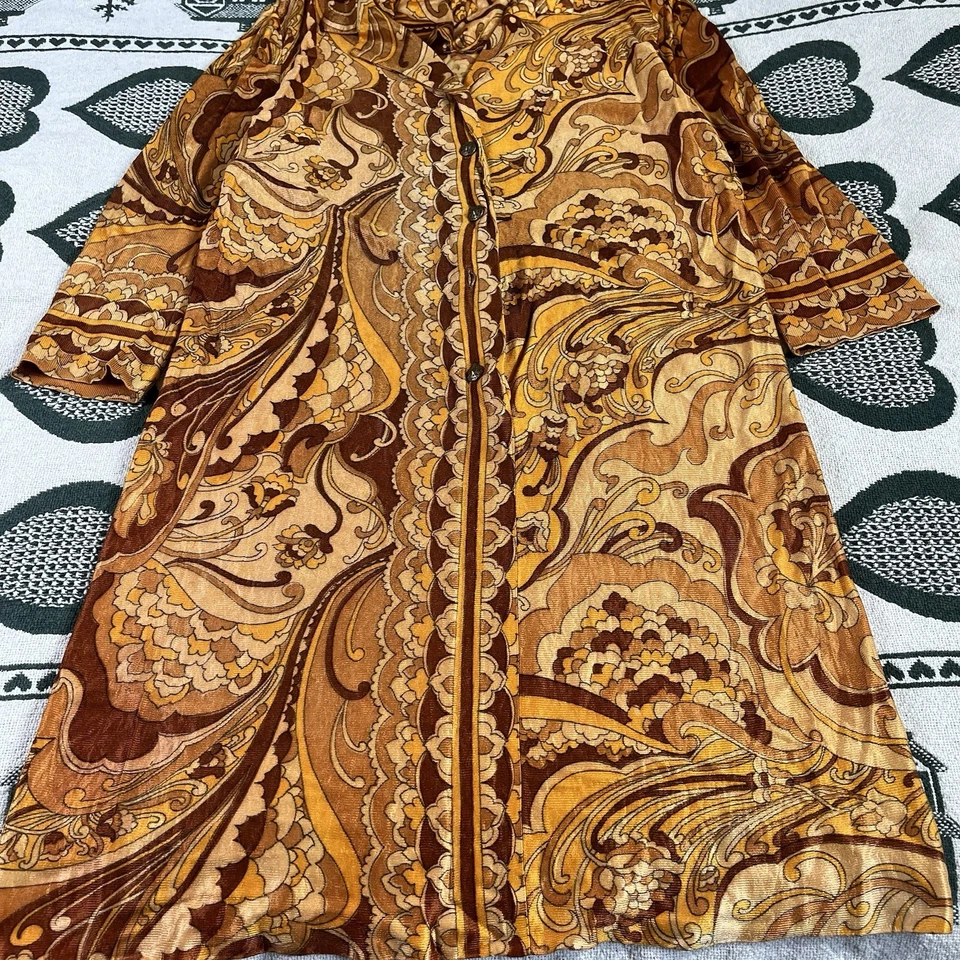 Vintage 1970s Slimmer by McLady Midi Dress Womes M Mod Disco Retro Psychedelic - Image 4 of 4