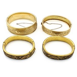 Victorian Gold Filled Dunn Bros Binder Brothers Hinged Bangles Lot of 4 #M1523 1