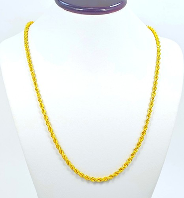 #ad 22K Gold Rope Chain Necklace 20 in 2.7 mm Hollow Genuine Hallmarked 916 $1590.30