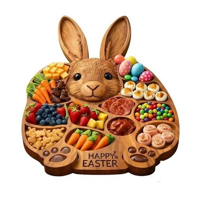 Easter Bunny Wooden Cold Dishes Board 14x14 Inch Easy Clean Kitchen Tool Gift