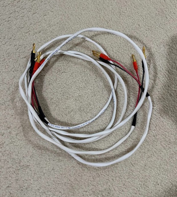 pair of two 6ft belden twelve white 12 awg speaker cable