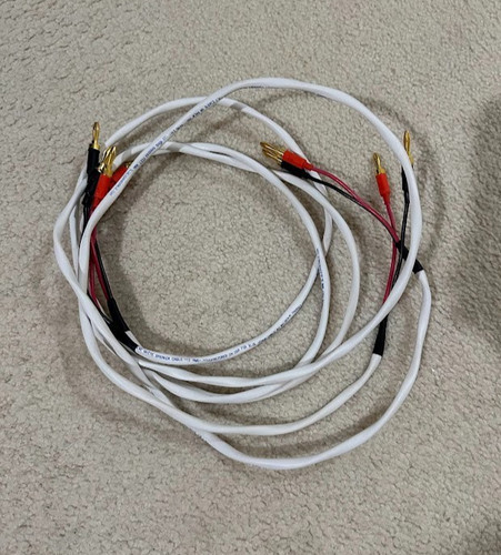 pair of two 6ft belden twelve white 12 awg speaker cable