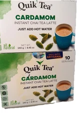 Quik Tea CARDAMOM CHAI TEA LATTE -2 Boxes- 20 Servings All Natural Preservative