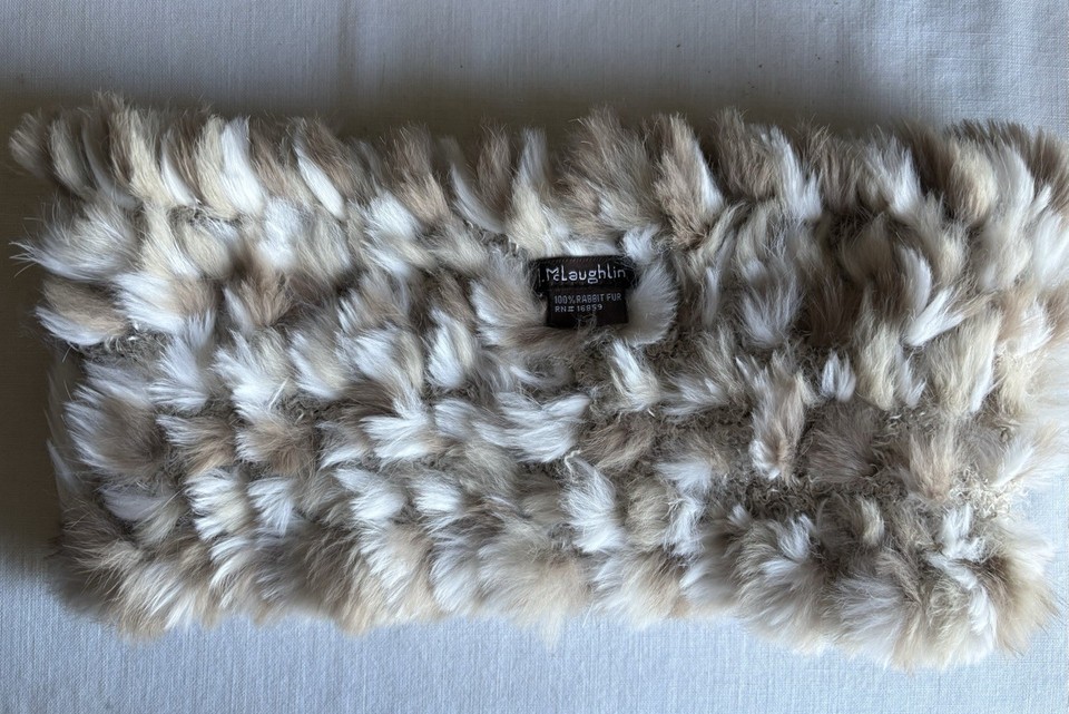 J.McLaughlin Genuine Rabbit Fur Infinity Cowl Scarf Beige Cream | eBay