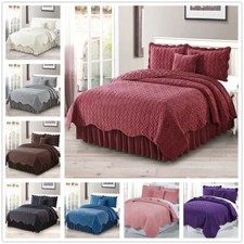 4-Piece Soft Diamond Design Bedspread Set Lightweight Bedding for Queen/King