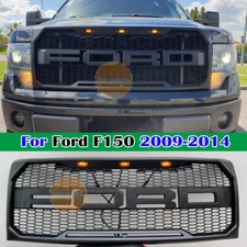Front Bumper Grille For 2009-2014 Ford F150 F-150 Hood Grill Raptor Style Black