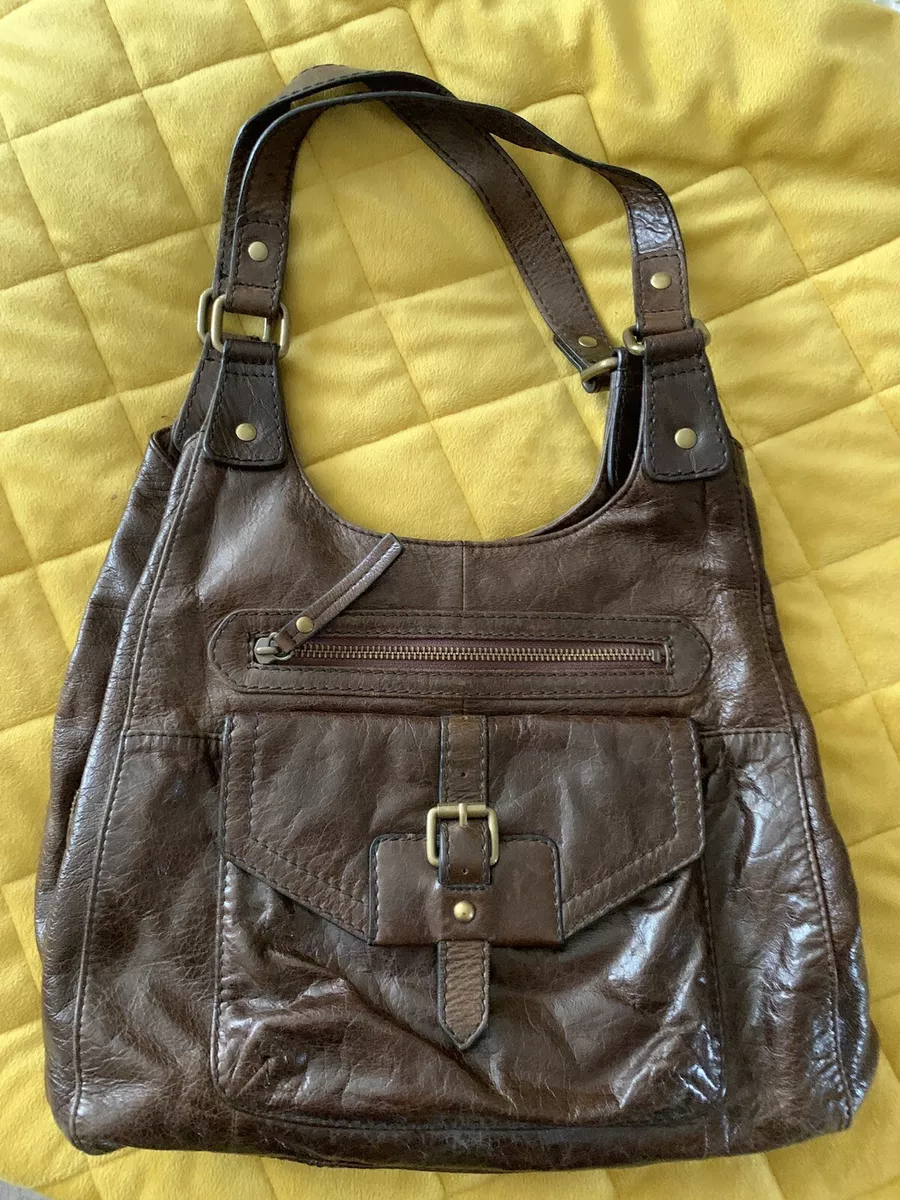 M S Collection brown genuine leather medium hobo bag handbag