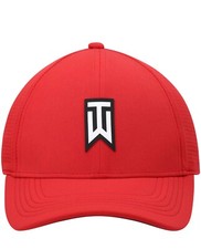 Nike Tiger Woods Red Swoosh Flex Dri-Fit Golf Hat Perforated Size S/M