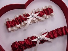NEW Gorgeous Scarlet Ivory Wedding Garter Prom Homecoming Dance GetTheGoodStuff 