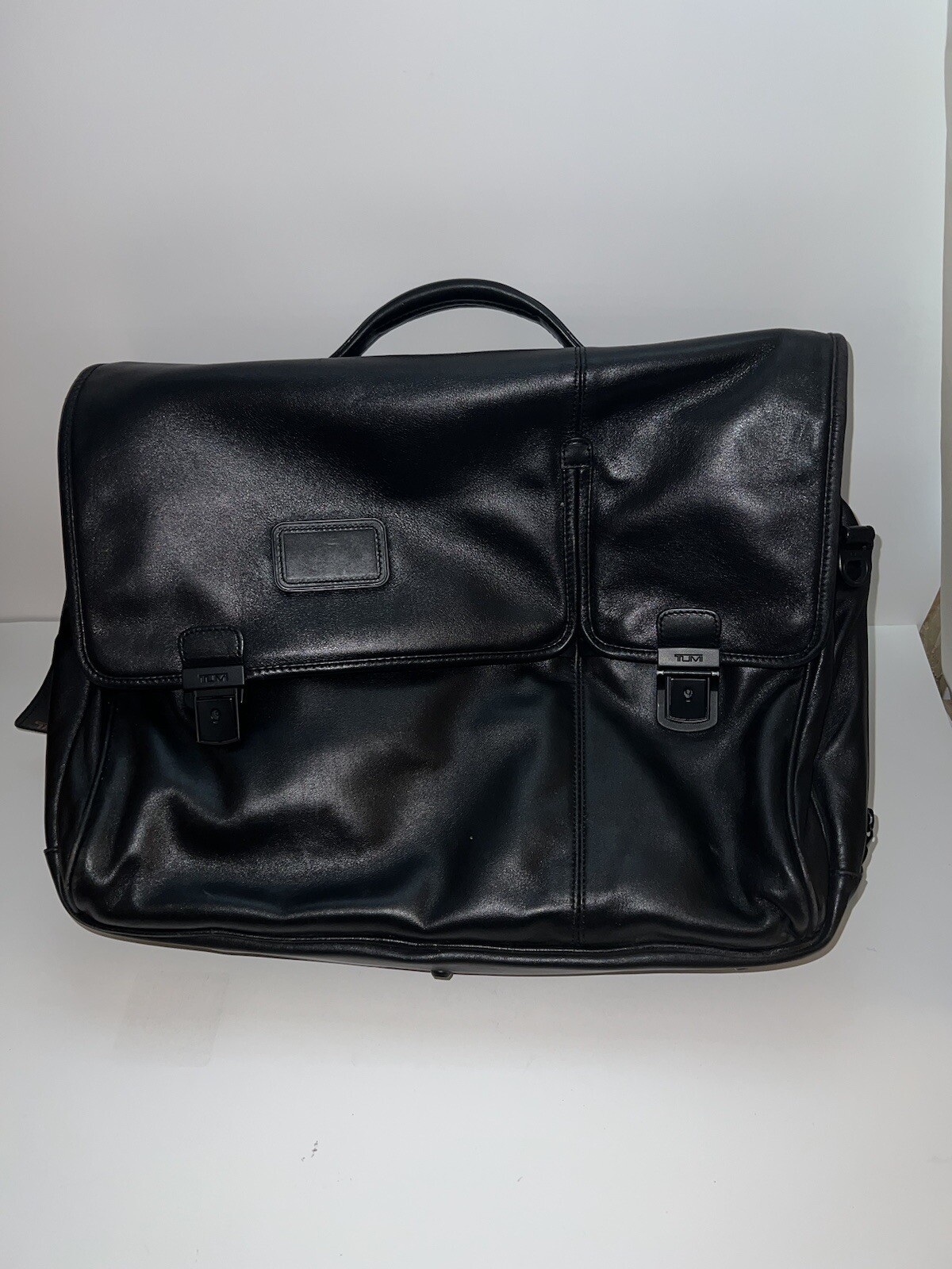 Tumi Expandable Briefcase Black Leather Gem