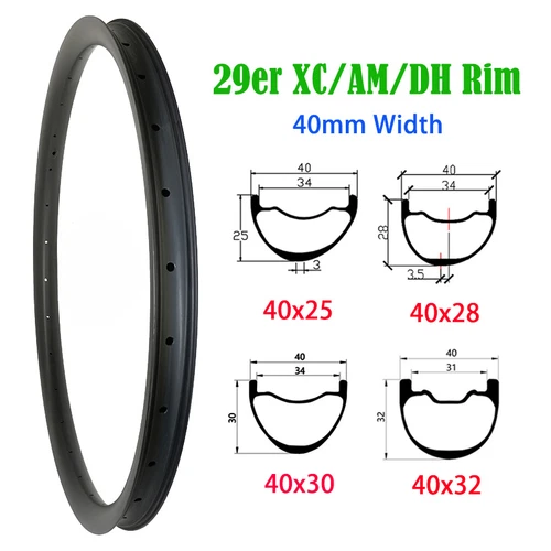 29inch Carbon Rim 40mm Wide 40x25 40x28 40x30 40x32mm MTB Bicycle Wheels Rims - Foto 2 di 17
