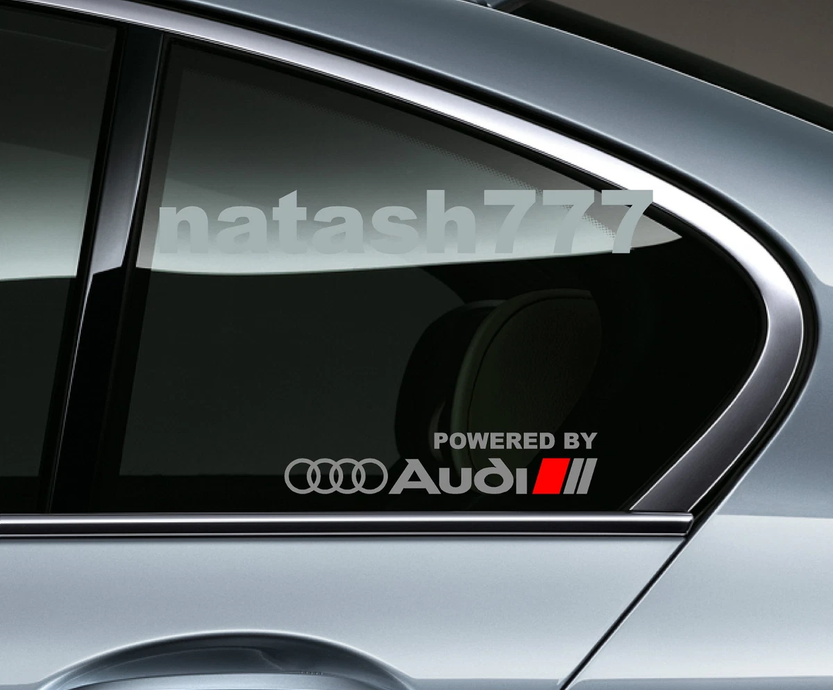 Powered by Audi Racing Sport S Line Window Decal sticker emblem logo  SILVER/ Red