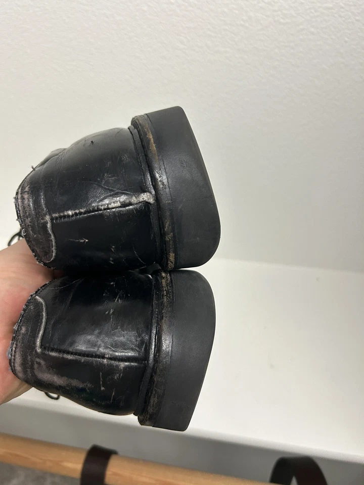 Johnson And Murphy Cuero Negro Oxfords Puntera Dividida Mocasines Para Hombre 11 Suela de Goma Foto 4 de 4