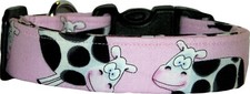 Big Silly Cows on Pink Custom Handmade Dog Collar