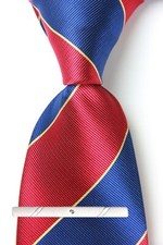 New Classic Striped Red Blue Yellow JACQUARD WOVEN 100 Silk Men's Necktie Tie