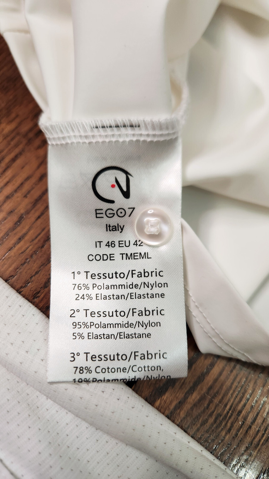 Ego7, New, long sleeve quarter zip mesh show shirt, white, IT-46 (~USA 10) $169
