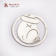 Sleeping Sombrero Man Round Bookmark Sterling Silver Mexico