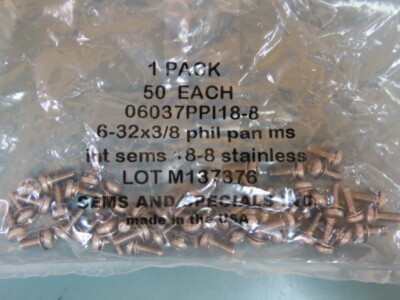 McMasters Carr  95345A047 Qty of 250 per Lot 18-8 Stainless Steel Pan Head Screw