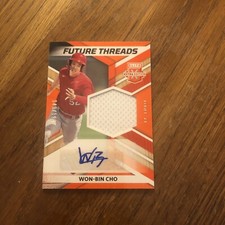 won bin cho 2022 Panini Elite Future Threads Orange Autograph Jersey # 43/199 RC