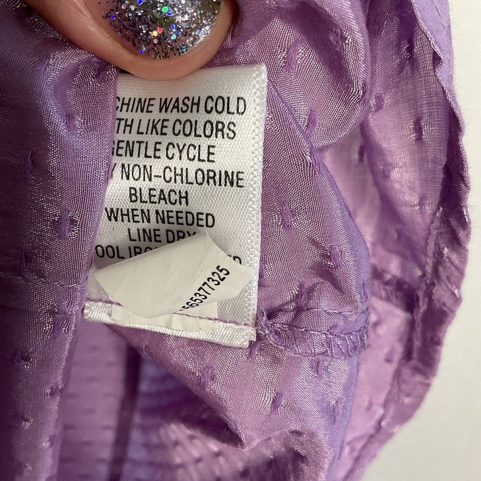 Apt. 9 Women's Medium Blouse Shirt Purple Short Sleeve Button Up Ruffle