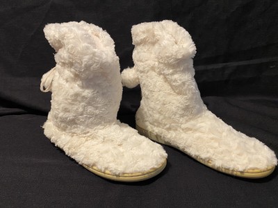 LARGE 8-9 Slipper Boots White Fluffy 