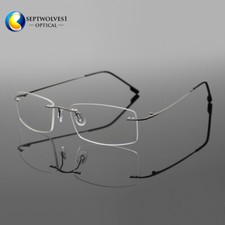 Men's -Titanium Rimless Reading Glasses UV400 Coating Lens Reader 0.00 5.00