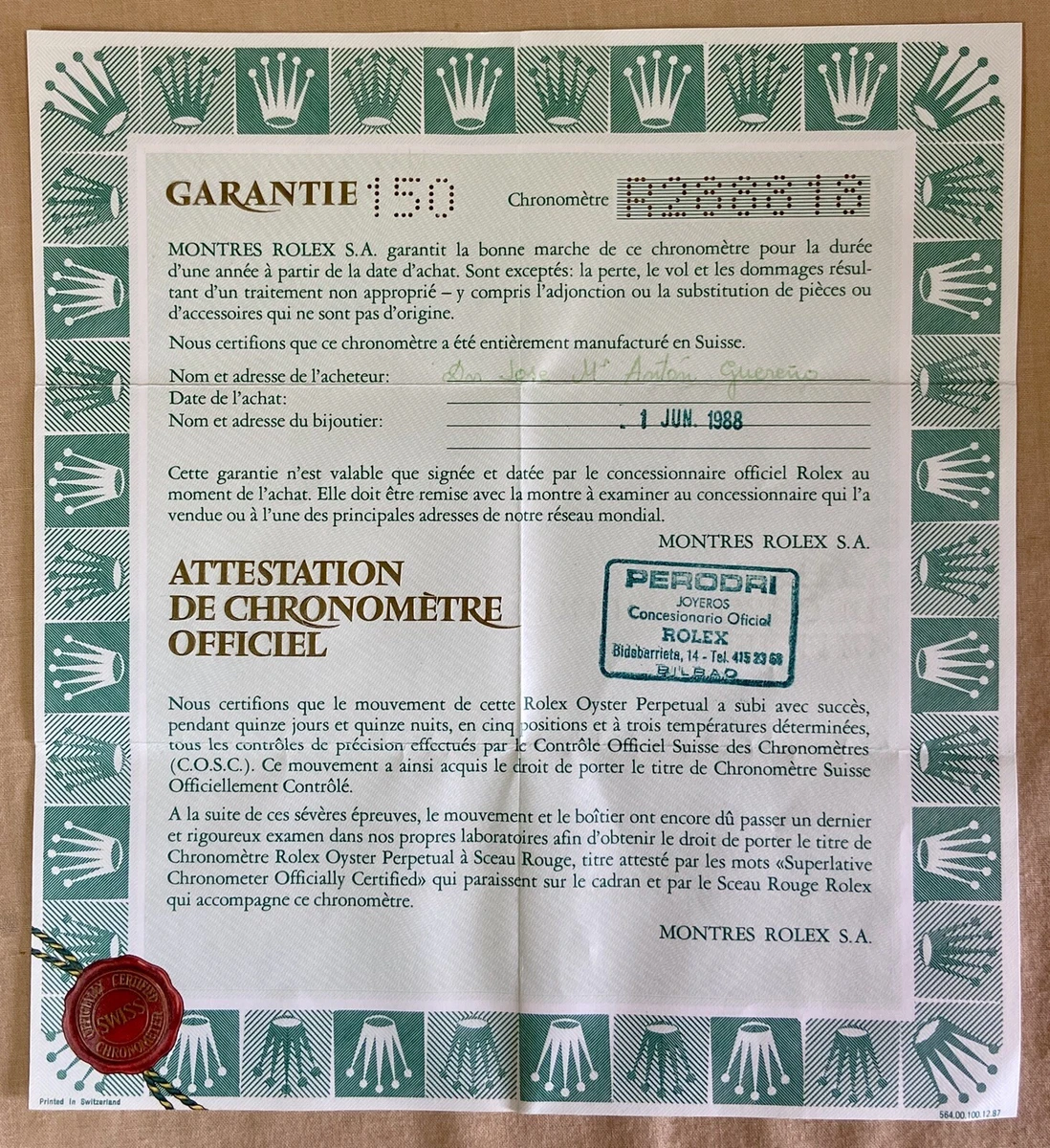 Certificazione rolex best sale