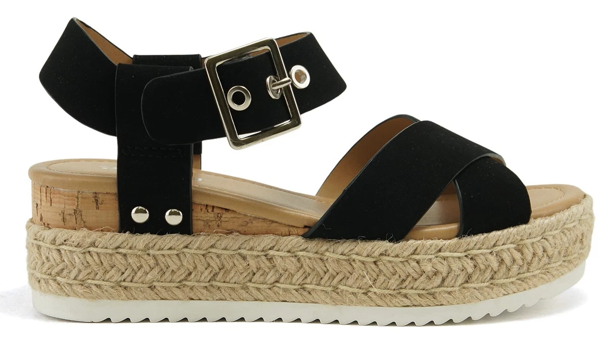 Soda espadrille black cheap womens platform sandals