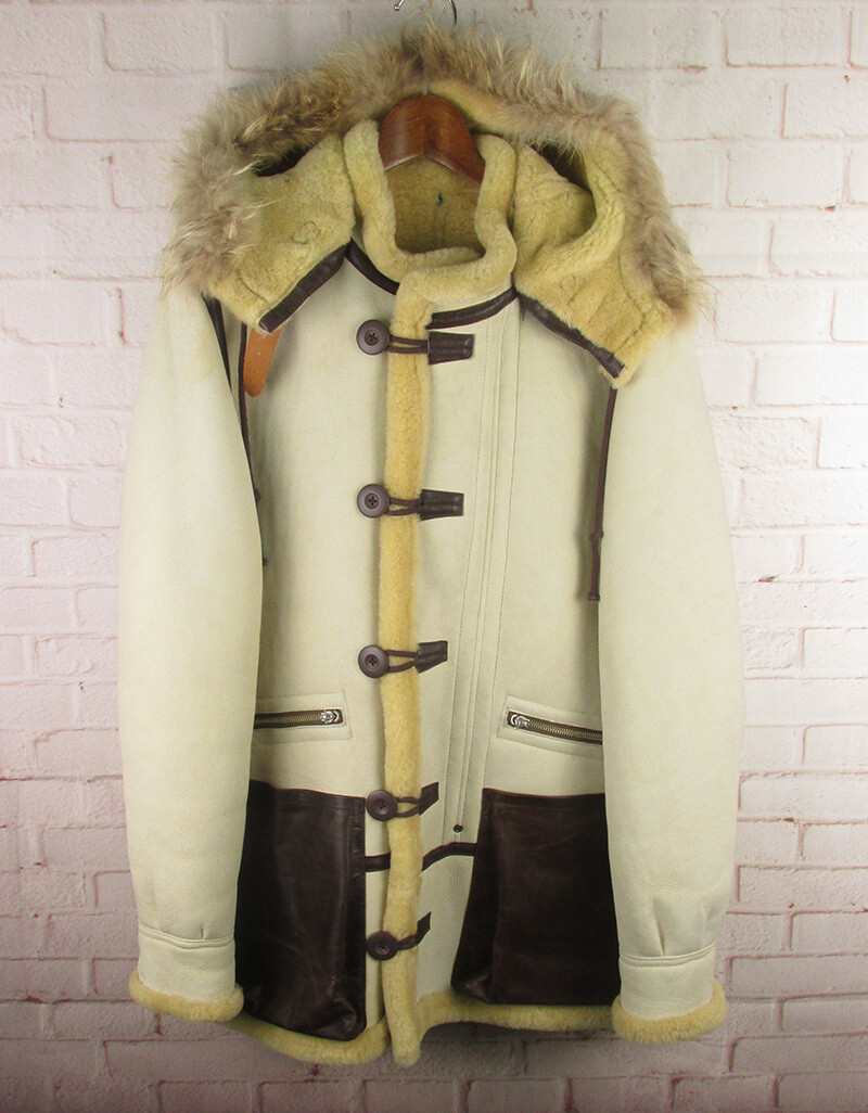 Used Avirex B-7 Leather Flight Jacket Size L Ivory Length 76cm | eBay