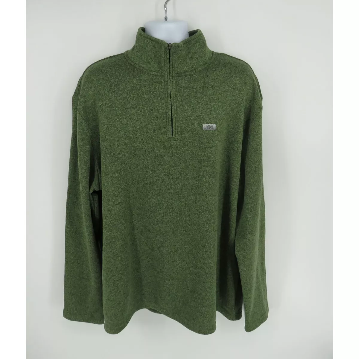 Ocean Coast Men s Big Tall XLT Moss Olive Quarter Zip Fleece Pullover NWT 64