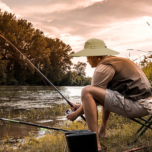 Men Women Wide Brim Sun Hat Breathable Bucket Cap Summer Fishing UV Protection - Picture 12 of 186