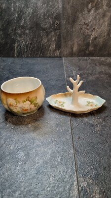 Vintage Waschtisch Bone China Ring Halter Baum mit Blumenmuster und Schale