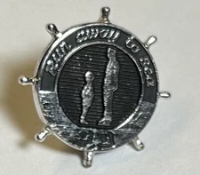 Run Away to Sea Silver Tone Boat Wheel Button, P. O.