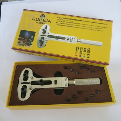 Extra Large Watch Caseback Opener Wrench Max. 80mm with 4 Pairs of Clamp Bits
