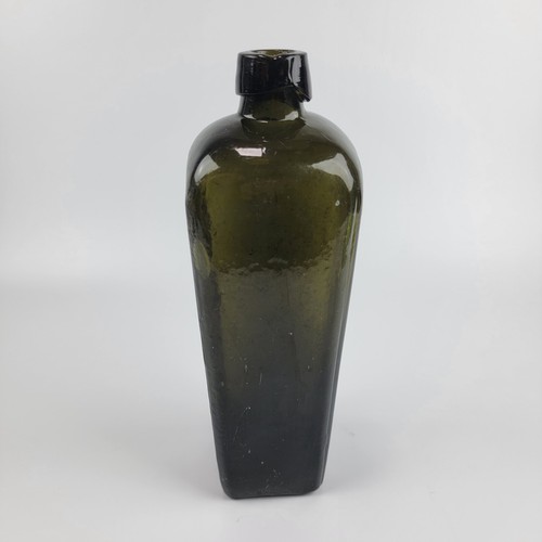 Antique V. Marken & Co. Blackglass Olive Green Gin Bottle - Picture 2 of 9
