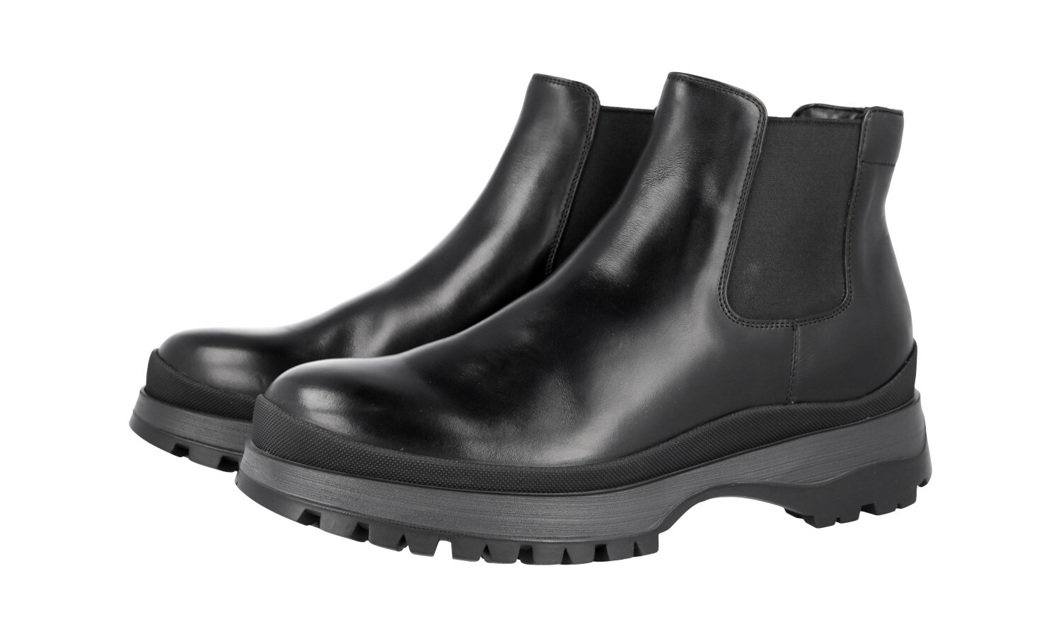 Prada Brixen Black Leather Chelsea Ankle Boots US 8.5 EU 41.5-42 New-image