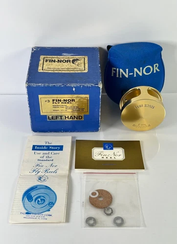 Gold Fin-Nor No. 3 Anti-Reverse Fly Reel Salt Water Fishing Left Handed