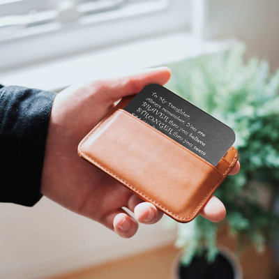 Personalized Metal Wallet Card Insert - Laser Engraved Photo & Message, Stainless Steel Credit Card Size