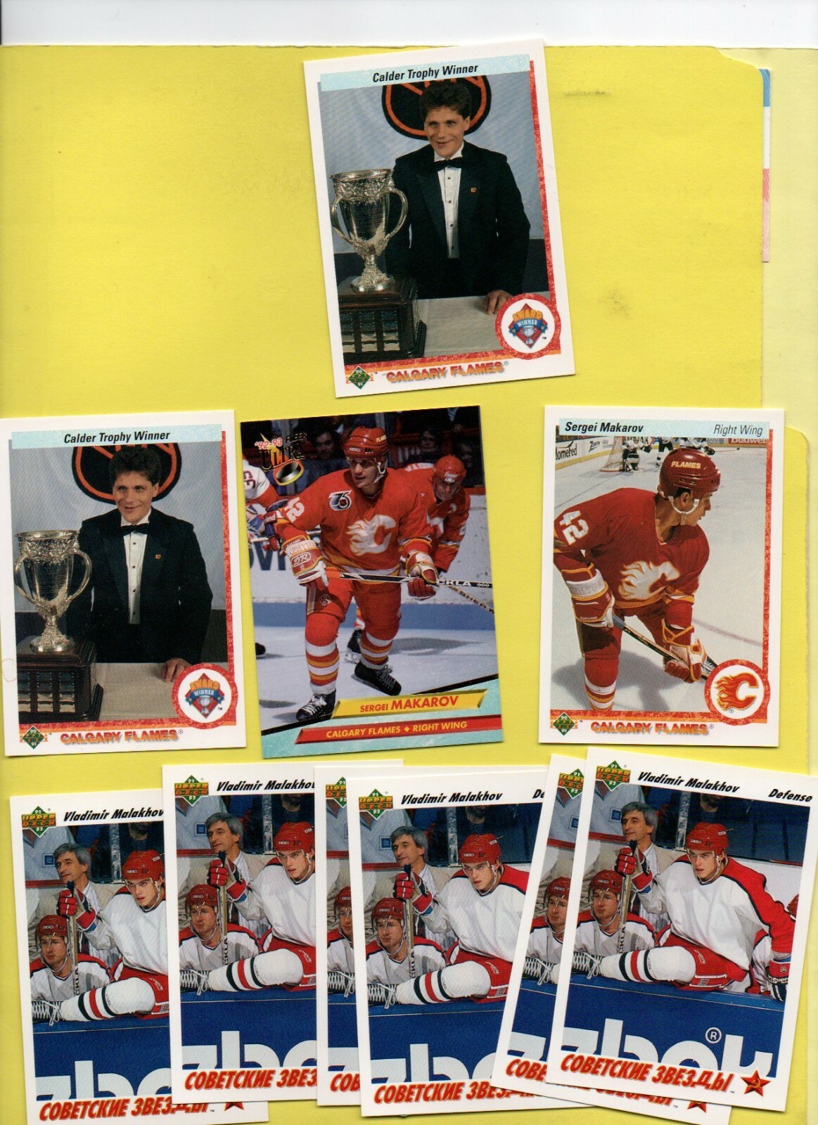 SERGEI MAKAROV VLADIMIR MALAKHOV 1990/91/92 UPPER DECK FLAMES 10X ROOKIE RC LOT