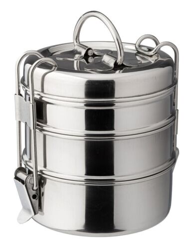 Tiffin Lunch Box Stainless Steel Indian 2/4 Layer Tier Stackable Food Storage UK - Picture 1 of 12