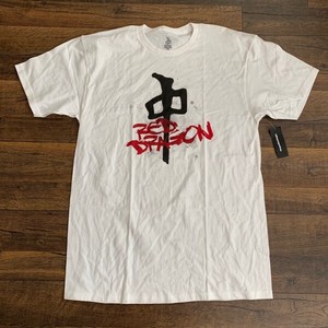 white shirt with red dragon