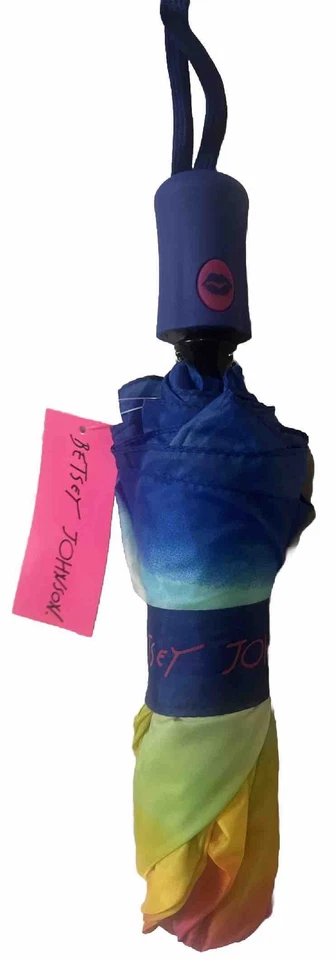 Betsey Johnson  Design Multicolored Blue Handle Auto Open Umbrella NWT Umbrella - Image 4 of 4