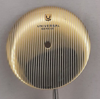 Universal Genève Original Vintage Gold Zifferblatt selten NOS weißer Streifen guter Zustand