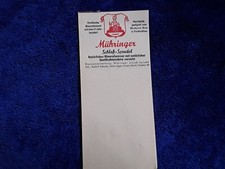 Mühringer Schloß Sprudel leerer Kellnerblock aus Erbschaft sehr selten 