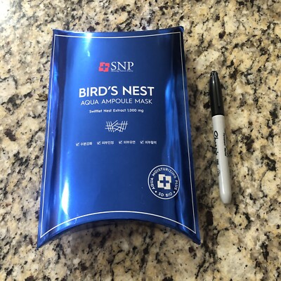 SNP Bird s Nest Aqua Ampoule Beauty Mask 25ml 10 Masks Korea *SEALED*