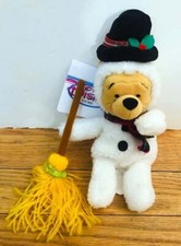 Disney Store Winnie The Pooh Snowman Bean Bag Plush Doll Beanie NWT Retired